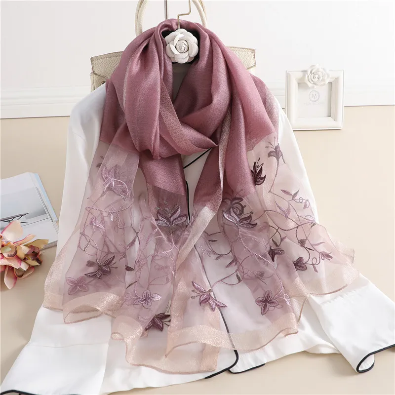 Rushed 2024 Silk Women Scarf Warm Wool Shawls Lady Wraps Bufanda