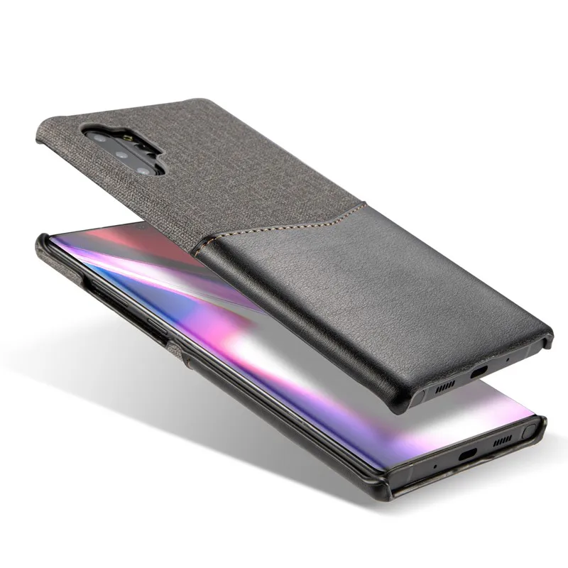 Ткань+ кожаный чехол для телефона samsung Galaxy Note 10 Plus S10 S9 S8 Plus S10e Note 9 8 со слотом для карт тонкий кожаный чехол из парусины