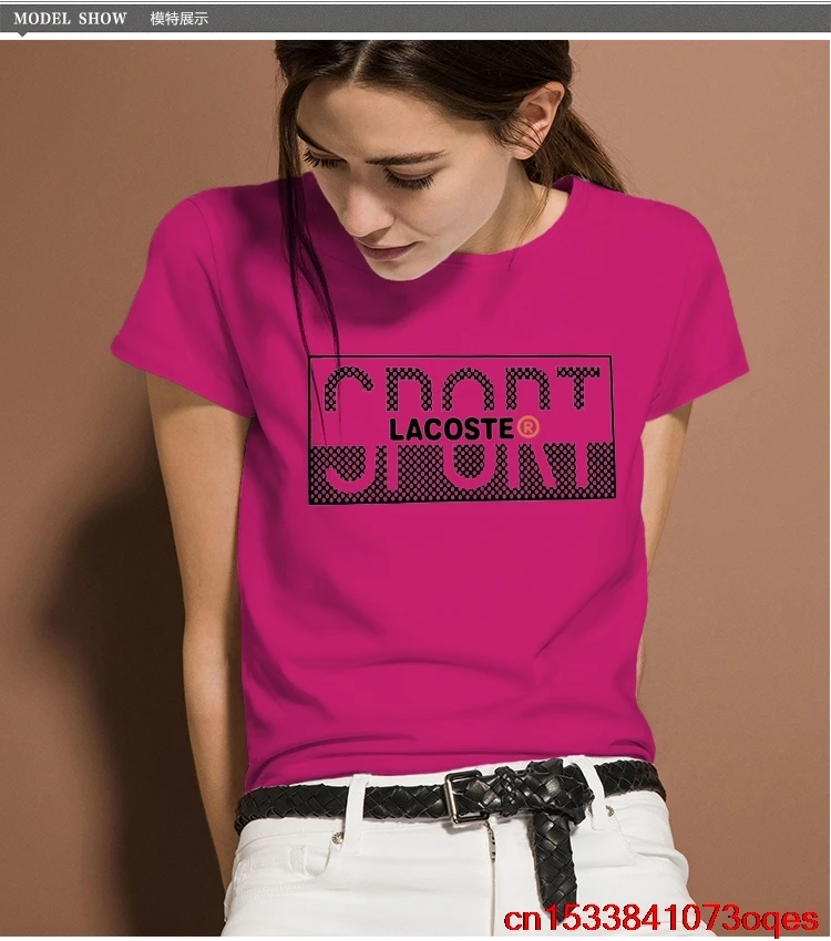 Lacoste- New Original Brand T Shirt Women Tops Summer Short Sleeve Fashion T-shirt 100% Cotton Tshirt 2LA117
