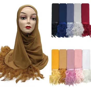 

NEW design Feather bubble chiffon scarf hijab plain shawls women popular scarves muslim headband turban 190X70cm 10pcs/lot