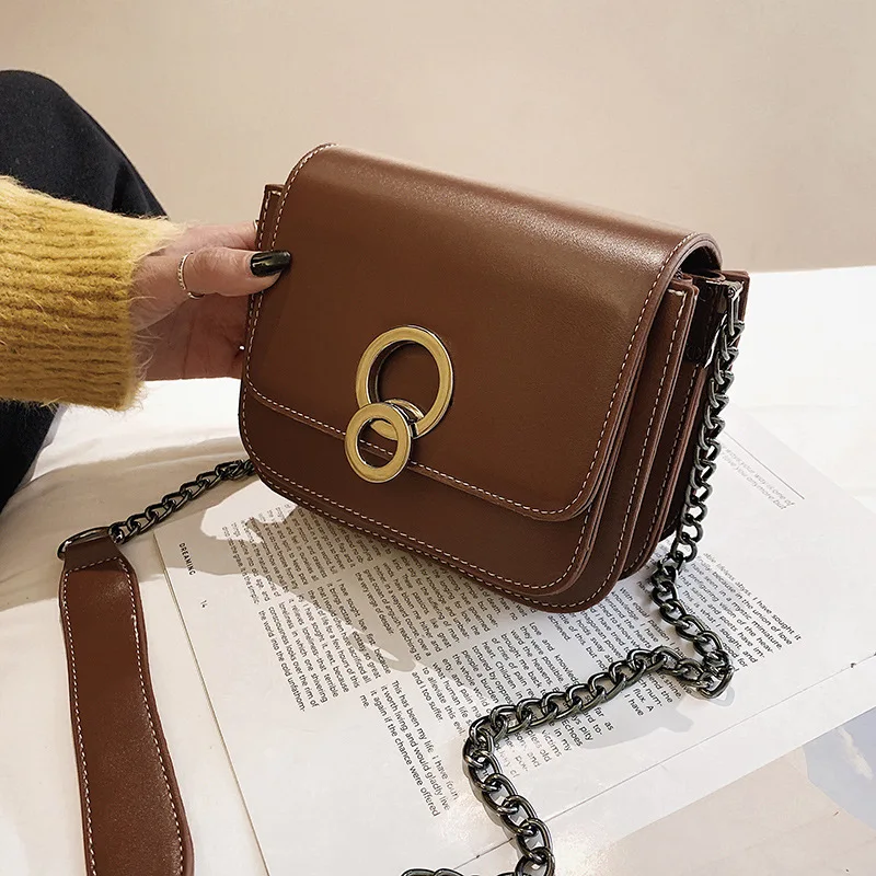 

2019 New Style Shell-Type Retro Square Sling Bag Metal Magnetic Buckle Shoulder Oblique WOMEN'S Bag