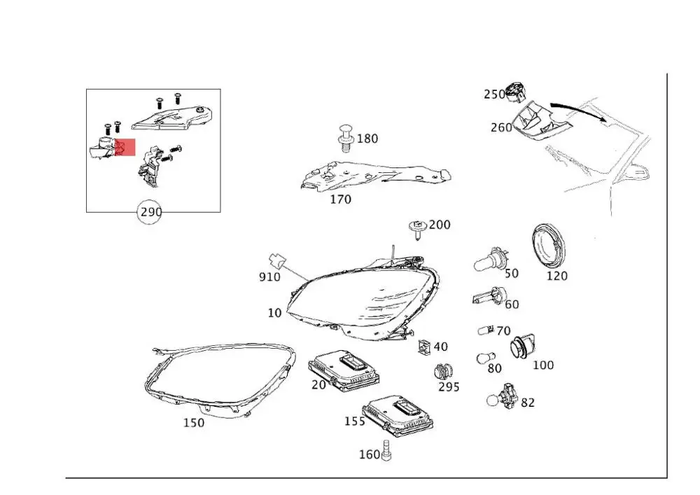 

Car Light set 2008-mer ced esb enzC180 C200 C220 C250 C320 C350 C280 C300 W204 Right front headlight Hernia lamp Lighting lamp