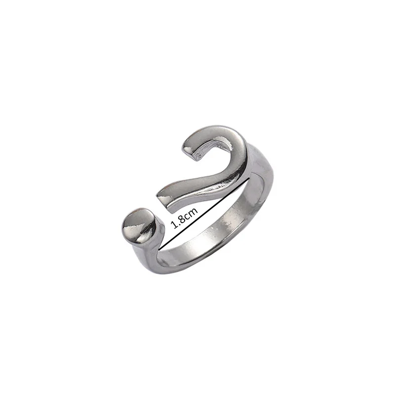 Finger Ring Silver Ring Adjustable Rings Vintage Gothic Question Mark Rings for Women Hip Hop Silver Color Heart Finger Ring Fashion Streetwear Jewelry Adjustable Rings