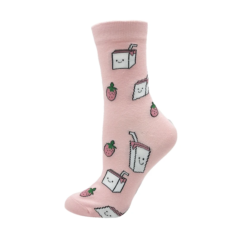 VPM, цветные хлопковые женские носки Harajuku Kawaii, новинка, милые Мультяшные забавные носки с изображением мороженого, кота, радуги, единорога, черепа, динозавра, подарки
