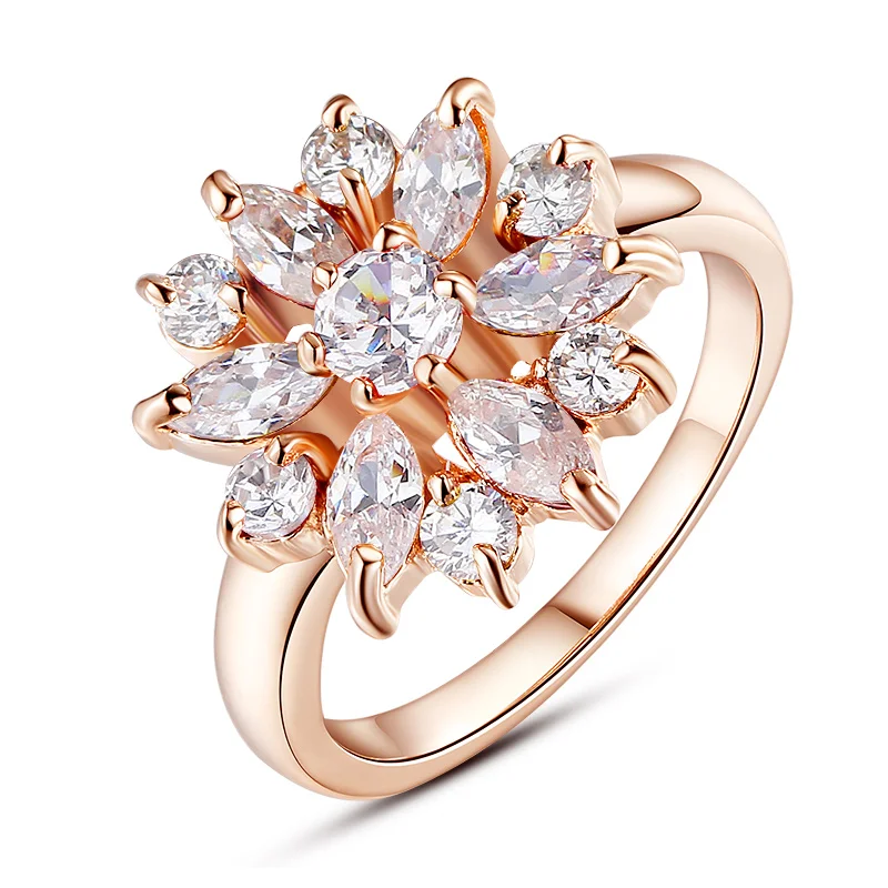 BAMOER розовое золото цвет палец кольцо для женщин с AAA кубический циркон обручение ювелирные изделия#6 7 8 9 JIR029 - Цвет основного камня: JIR029