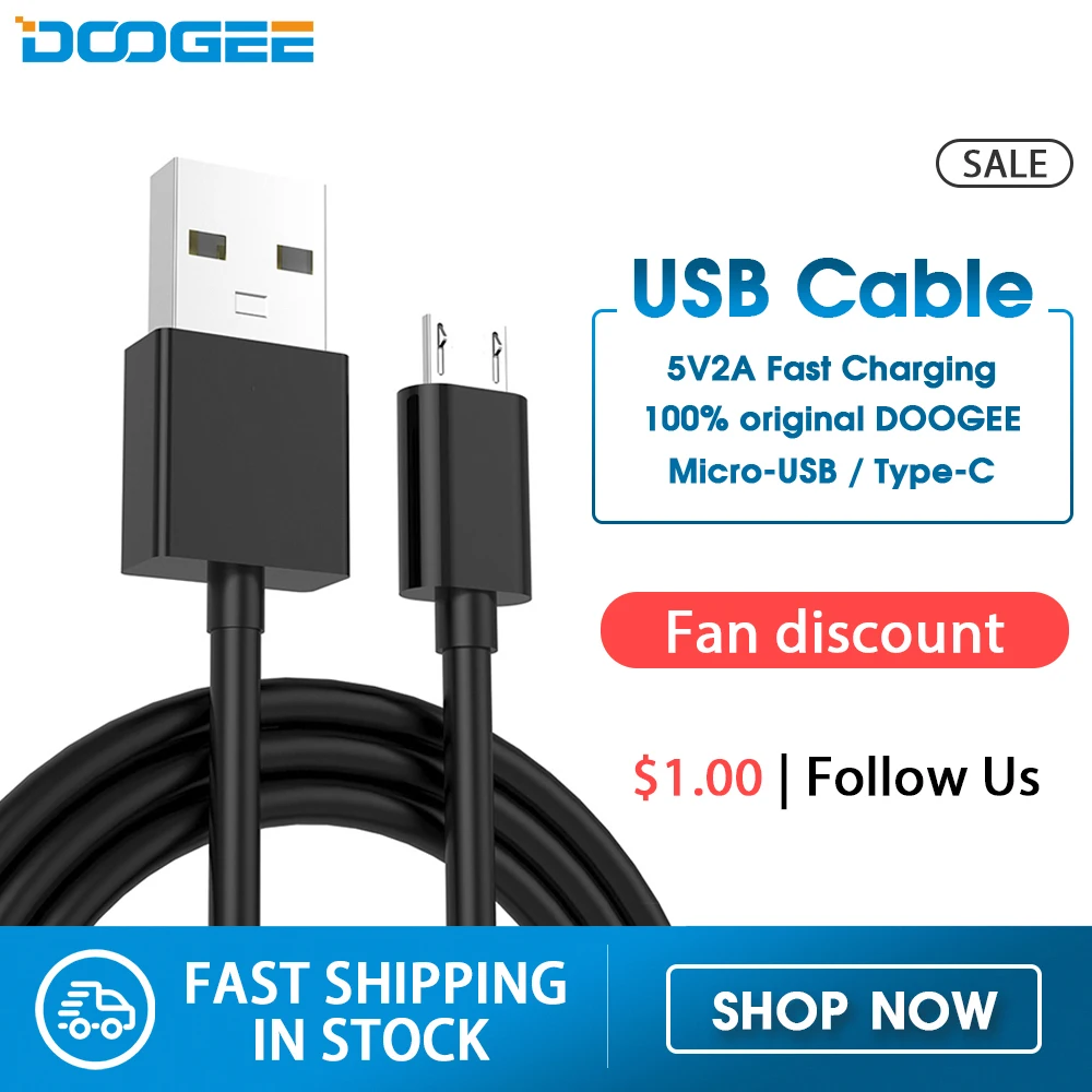 Doogee Стандартный USB кабель для быстрой зарядки Type C передачи данных Micro мобильный