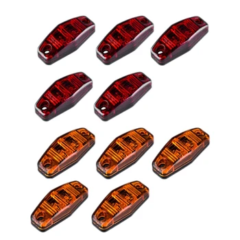 

5 Red 5 Amber 12V LED Side Marker Light 2.5 Inch Clearance Lamp Truck Trailer Light