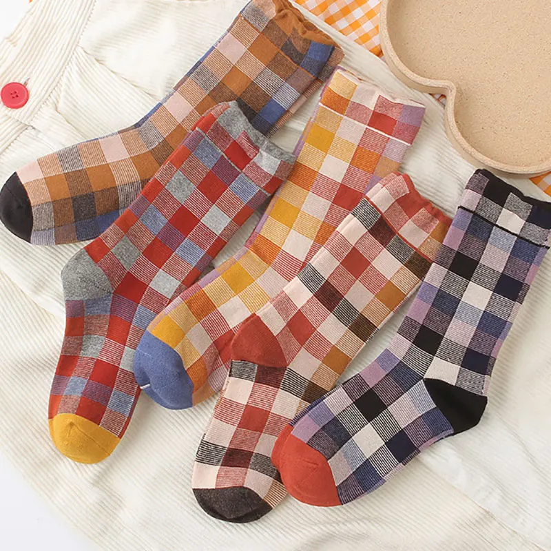 Осенне-зимние носки толстые кашемировые носки женские теплые Morandi клетчатые носки впитывающие пот дышащие