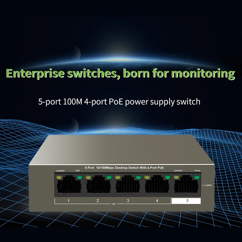 ФУР GLF1105P 4 63W Ethernet сетевой коммутатор gigabit 10/100 Мбит/с 5 Порты и разъёмы 250 м дальнее