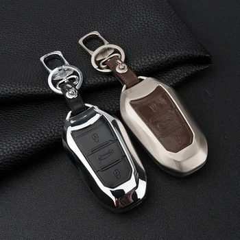 

Genuine Leather car Key fob case cover for Peugeot 206/207/208/2008/307/308/3008/408/508 keychain ring key holder bag Accessory