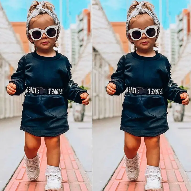 Children Dresses Toddler Kid Baby Girl Clothes Long Sleeve Gray Dress Pullover Autumn Spring Cute Casual | Детская одежда и обувь