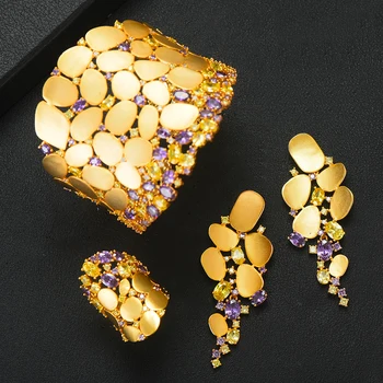 

GODKI 2020 New Charms 3PC Bracelet Ring Earring Set For Women Wedding Bridal Cubic Zircon Dubai PARTY WEDDING Jewelry BOHO 2020