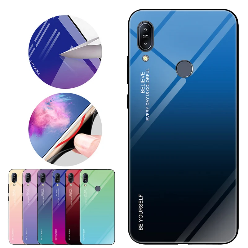Чехол из закаленного стекла с градиентом для Asus Zenfone Max Pro(M1) ZB601KL ZB602KL X00TD X00TDB X00TDA, мягкий чехол-бампер из ТПУ