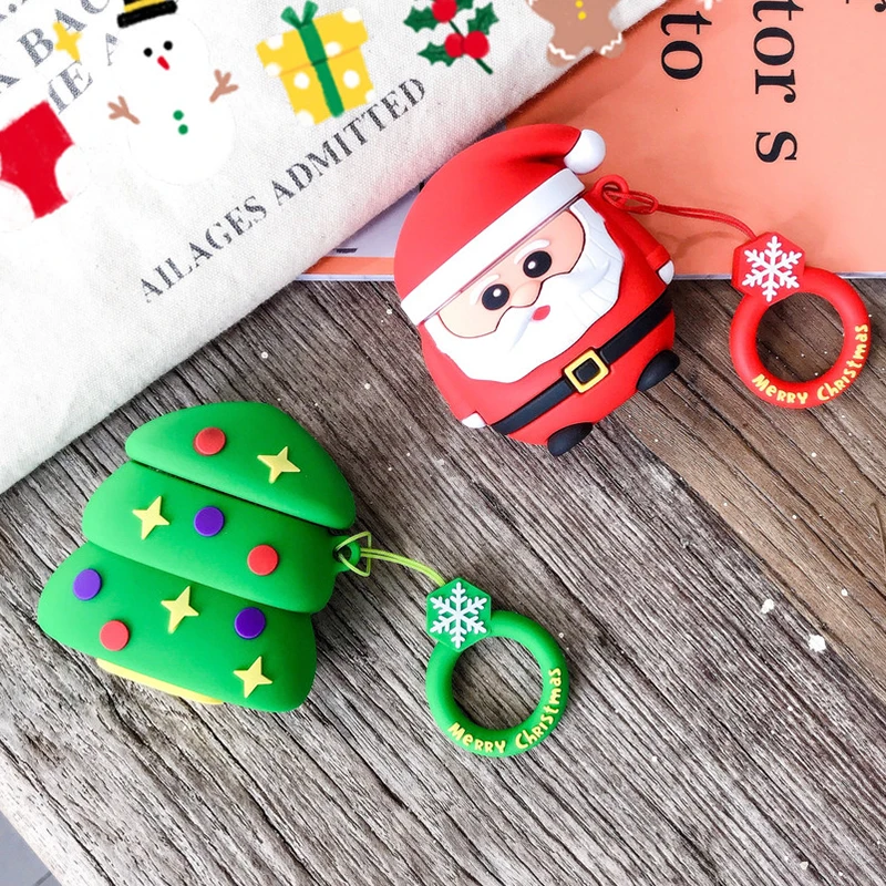 Милая Рождественская мультяшная гарнитура чехол для Apple Airpods 1 2 наушники силиконовый Санта Клаус защитный чехол для Airpods аксессуары