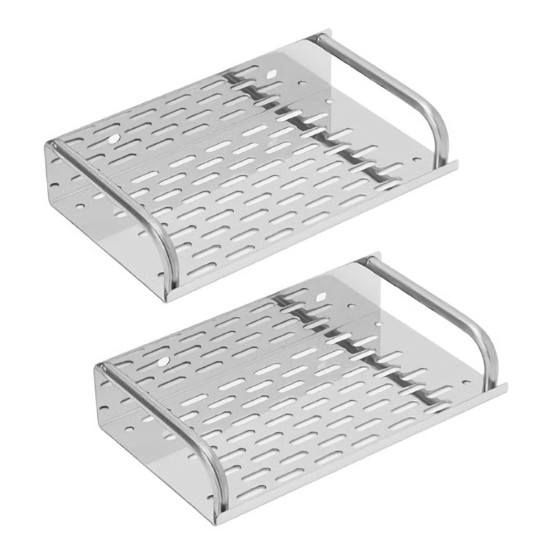 

2PC Stainless Steel Kitchen Bathroom Shelf Wall-Mounted Storage Rack Single Layer 20cm