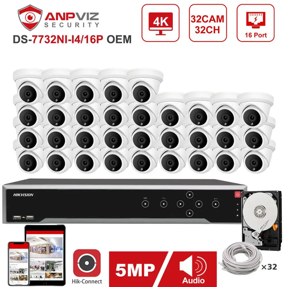 Камера видеонаблюдения Hikvision OEM 32 канала NVR 16/20/32 шт. 5 Мп IP | Безопасность и защита