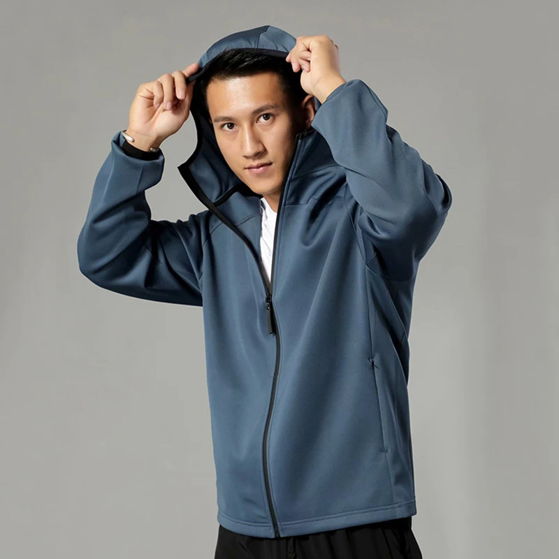 Los hombres de chaqueta de Deportes de manga larga con capucha abrigo adiestramiento al aire libre Jogging ropa deportiva ropa Casual con cremallera Sudadera con capucha