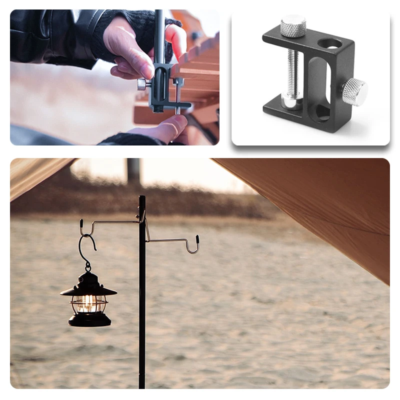 Outdoor Folding Dual Camping Lamp Pole Kit Ground Desktop Fixing Detachable Lantern Stand Camping Tent Light Holder Hangers 2