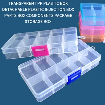 

10 Gird Colorful Portable Jewelry Tool Storage Box Container Ring Electronic Parts Screw Beads Organizer Plastic Case