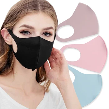 

3D Washable Breathable Sun Block 1PC Solid Face mouth Mask Summer Three-dimensional Dust Proof Ice silk Unisex Thin masks