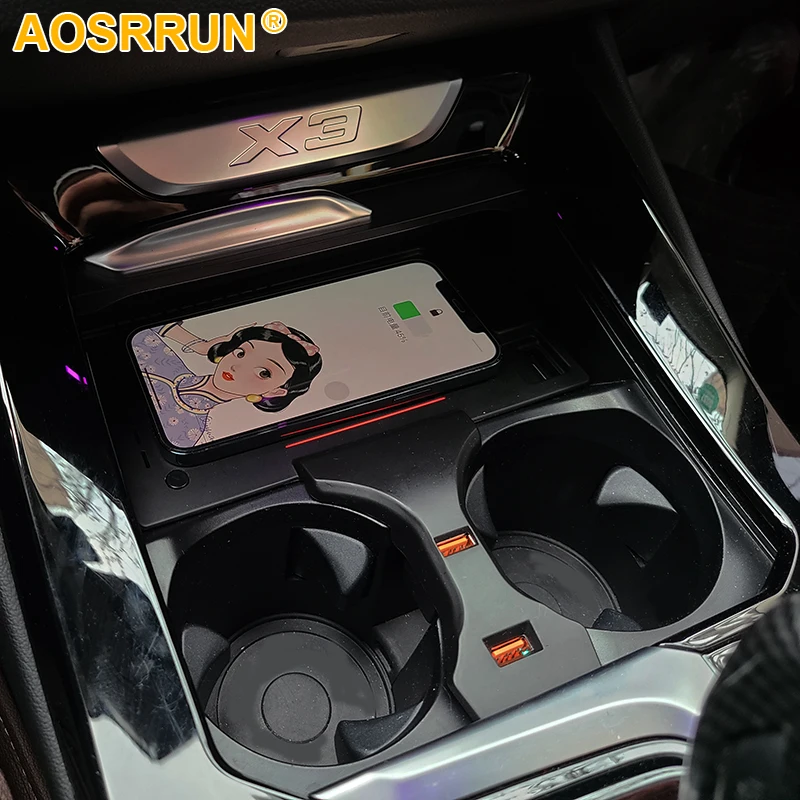 QI Fast Phone Wireless Charger Car Accessories For BMW X3 X4 X5 X6 G01 G02 G05 G06 G20 3 Series 2018 2019 2020