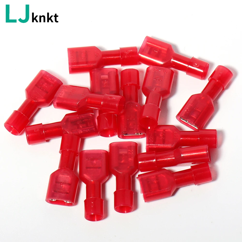 

140PCS box-packed FDFN1-110 FDFN1-187 FDFN1-250 Nylon insulated brass spring connector Awg22-16 crimping terminal