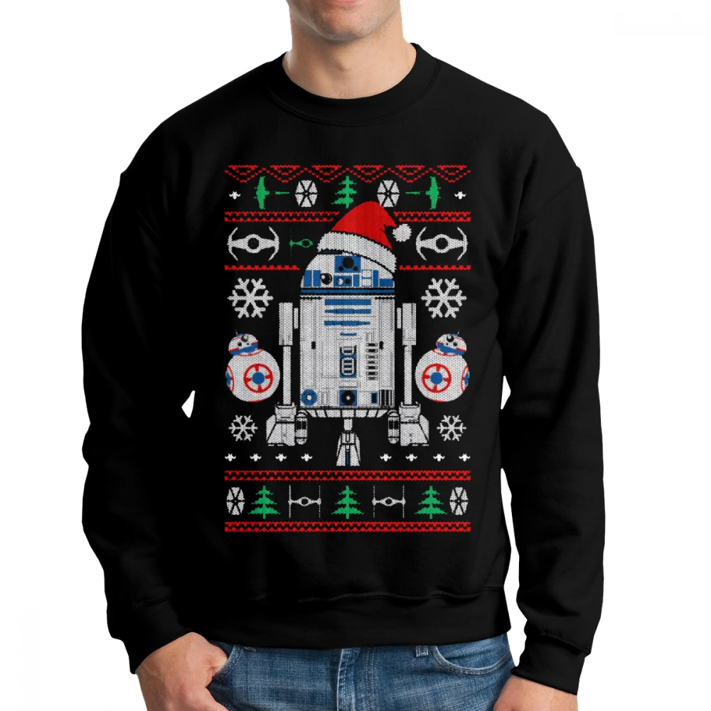 

R2d2 Christmas Star Wars Men Hoodies Long Sleeve Random Cotton Vintage Pullover