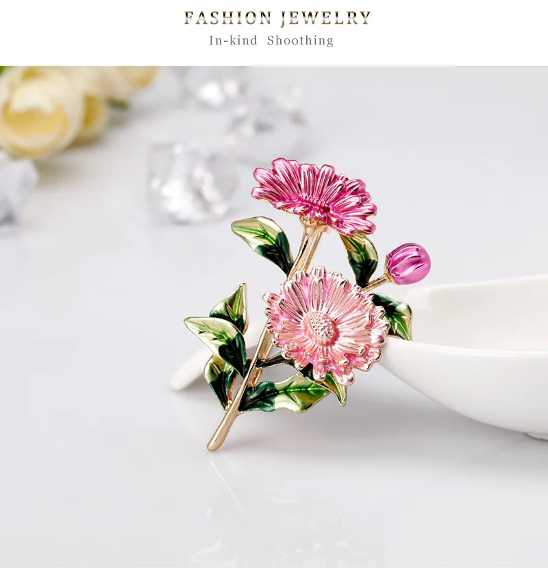 

3 шт./партия, эмалированные броши в виде цветка маргаритки