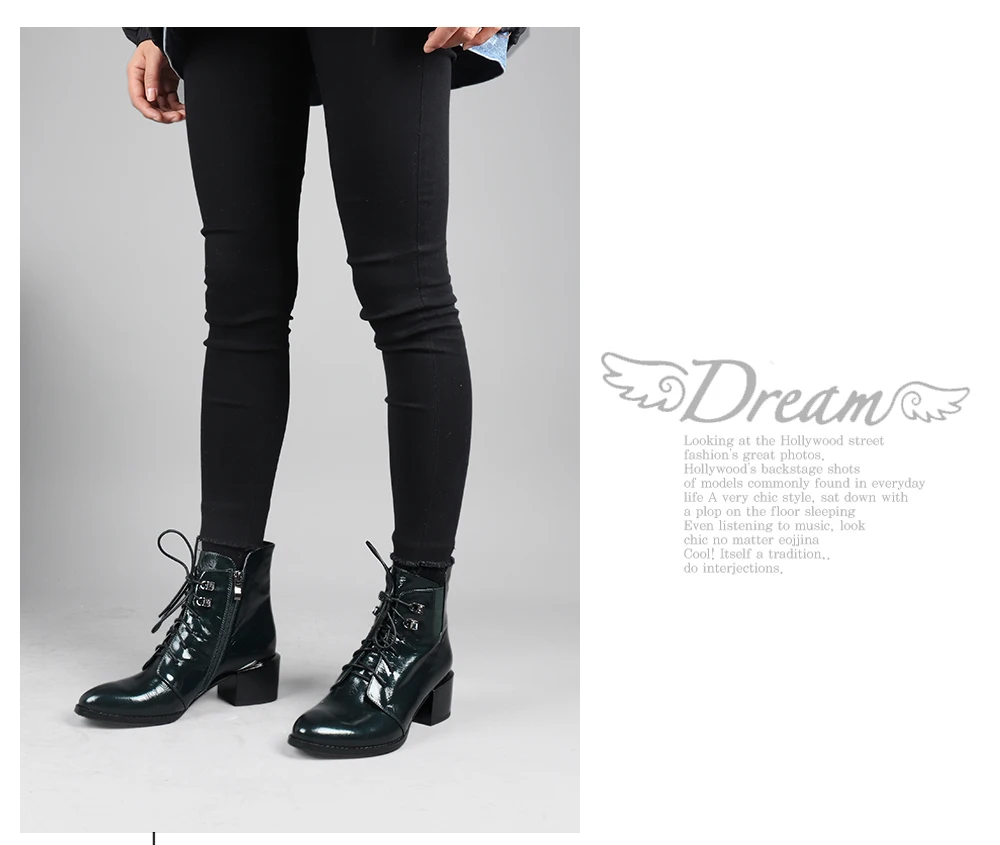 SOPHITINA/Черные Теплые ботильоны женская обувь из высококачественной лакированной кожи на среднем каблуке со шнуровкой и круглым носком Новинка; Лидер продаж; ботинки; SC593