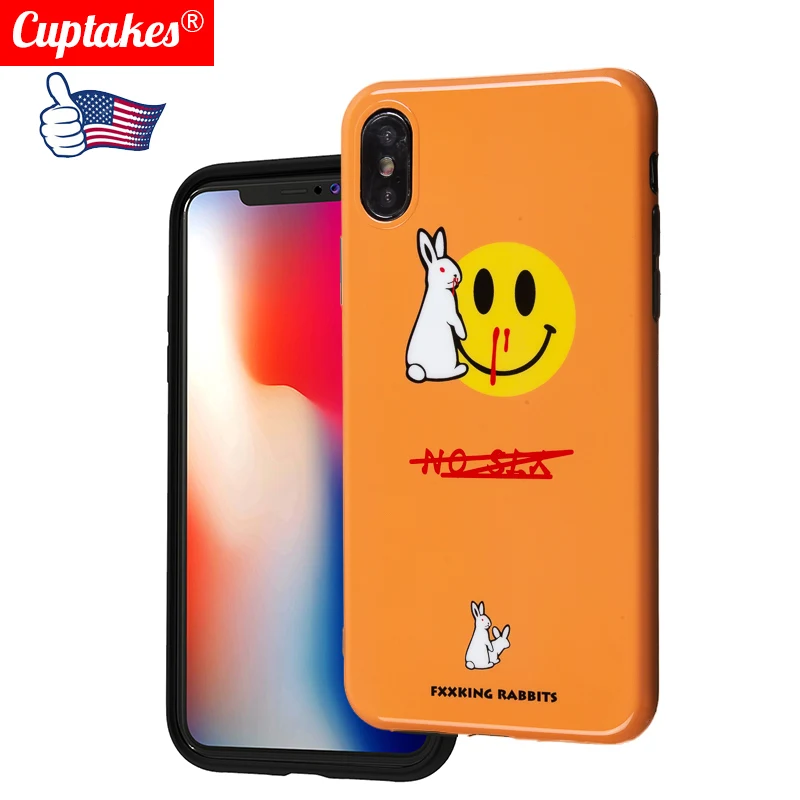 Милый Аниме Забавный 3D изгой Кролик чехол для телефона iPhone X 6 7 8 Plus Чехлы Передняя