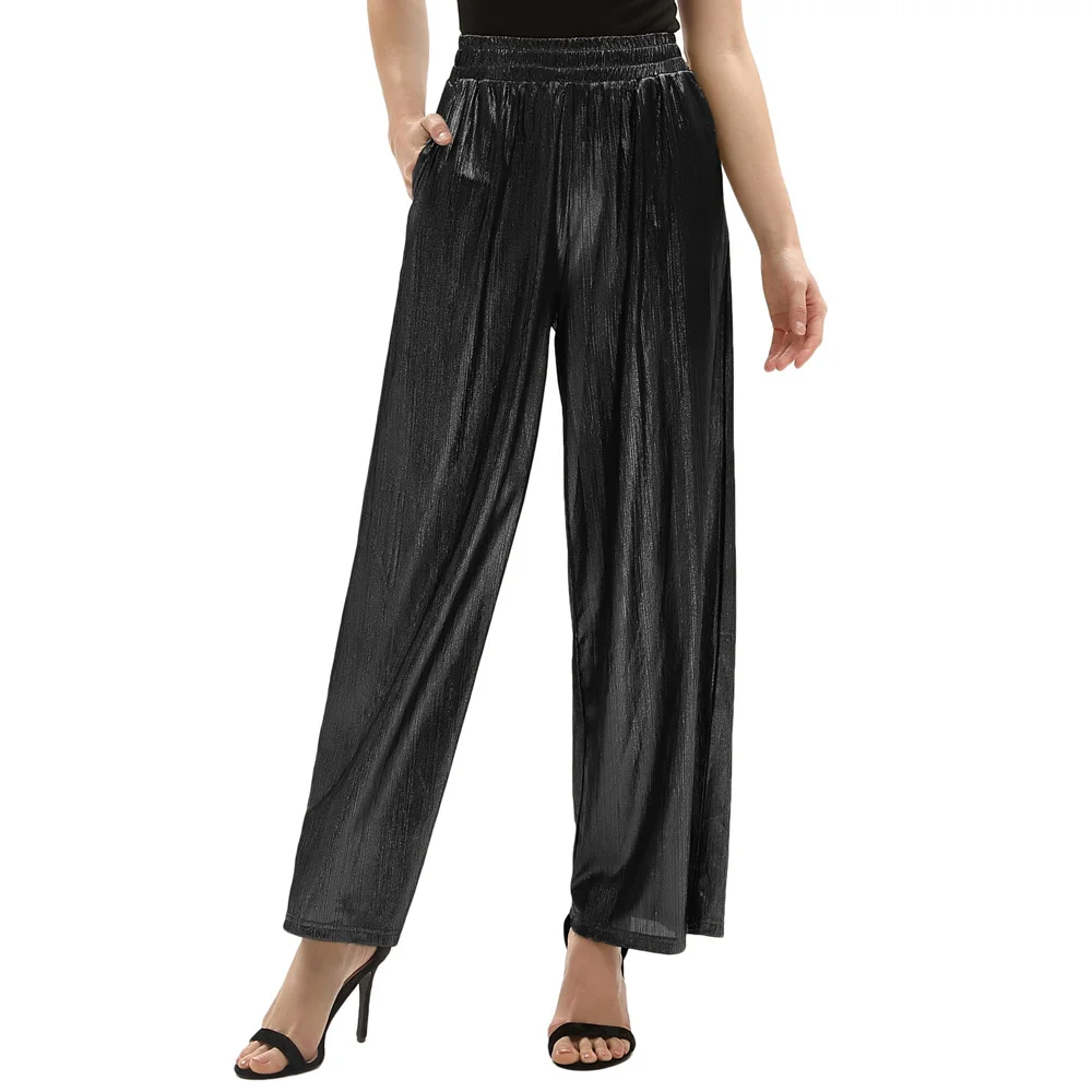 Trend High Street Loose Palazzo Pants Office Lady Wide Leg Trousers Women Elegant OL Style Fashion Flare Pants
