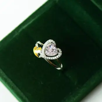

Brilliant Cut 1ct D Color Pink Heart Moissanite Wedding Ring Diamond Test Past 925 Silver Love Gemstone Ring for Girlfriend Gift