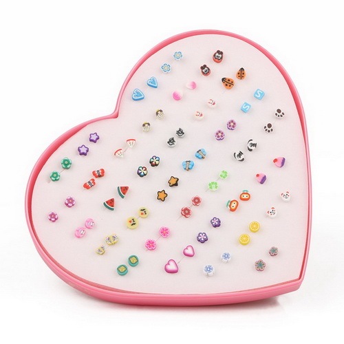 Multi-style Colorful Animal Heart Star Moon Geometric Crystal plastic Stud Earring Set For Women Girls Jewelry Gifts