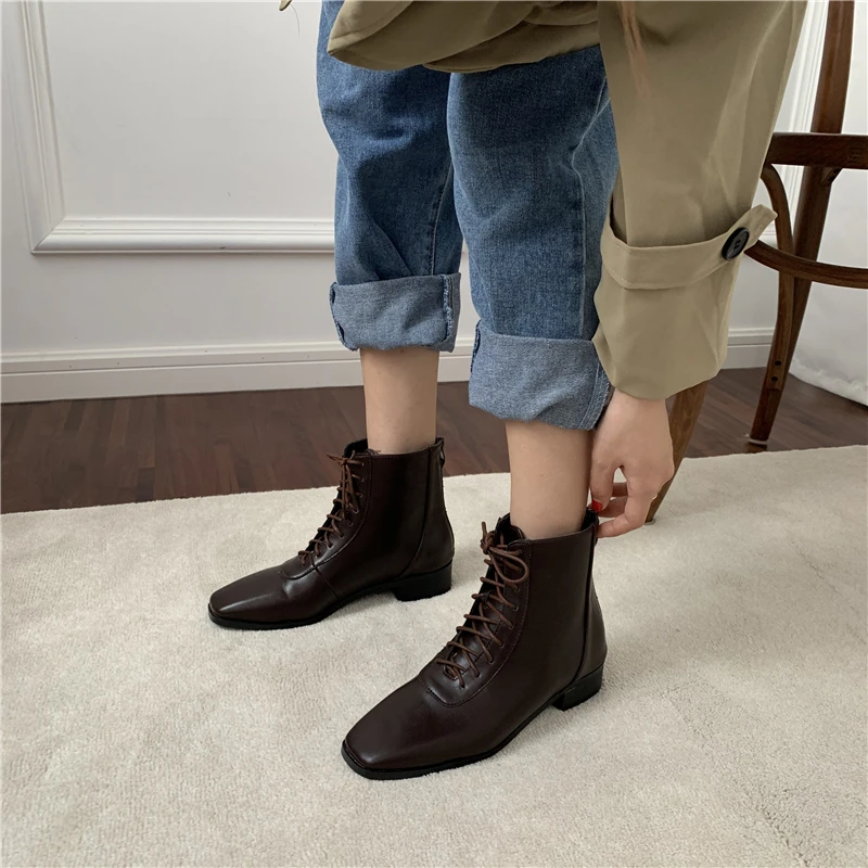 

Med Heel Boots Shoes Round Toe Zipper Martins For Women Luxury Designer Low Heels booties Autumn Rock Fashion Winter Rubber