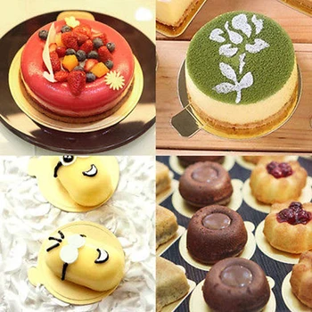 

Mini Cardboard Cake Bases 100pcs Golden Mousse Cake Boards Cake Paper Plates Dessert Board Base for Wedding Birthday BDF