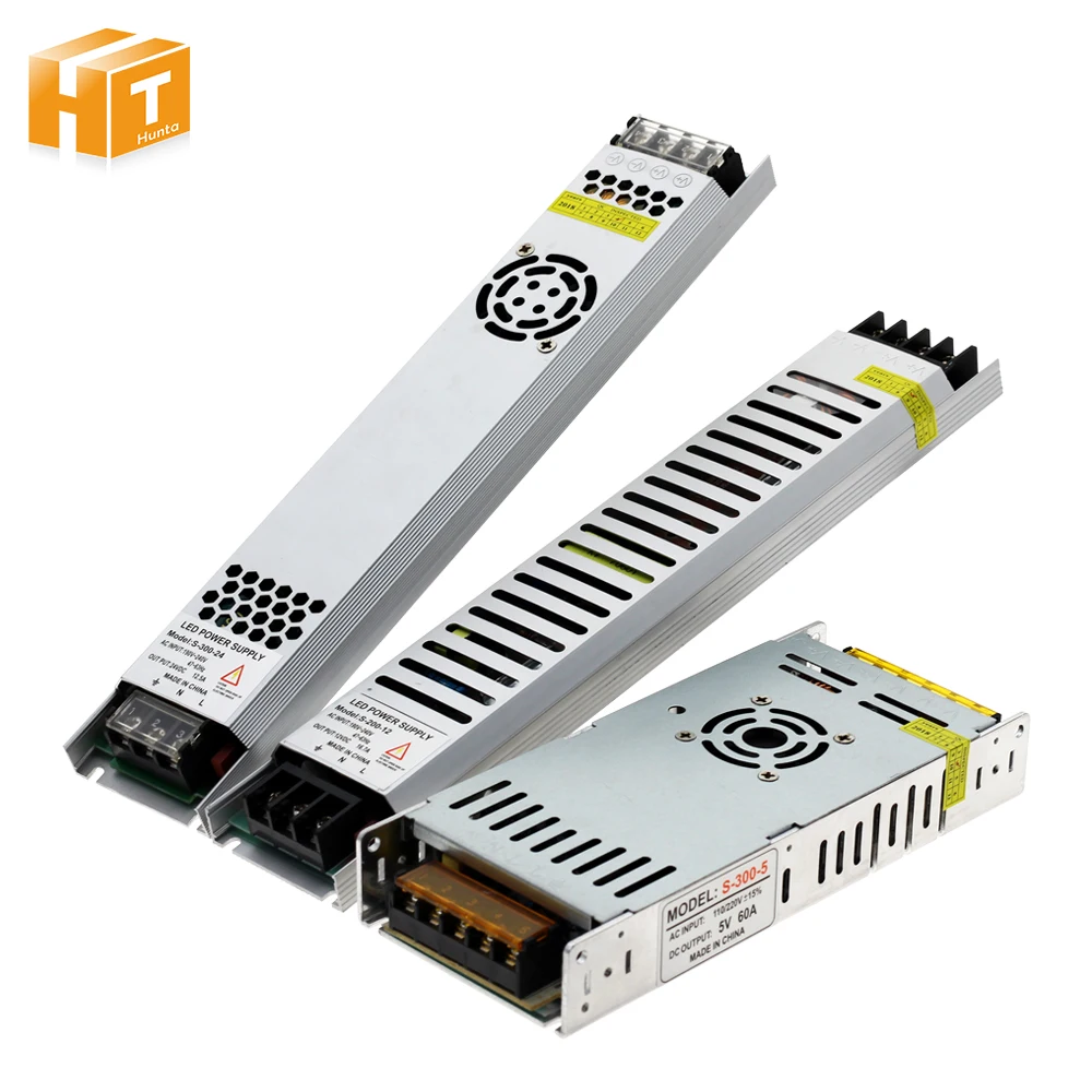 

Ultra Thin Switching Power Supply DC 5V / 12V / 24V Lighting Transformers 200W 300W AC190-240V Driver For LED Strips