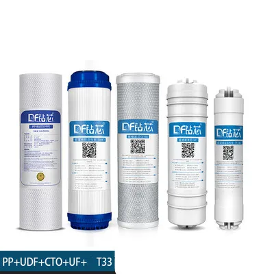 1 комплект (5 шт.) 10 дюймов фильтр PP + UDF + CTO + UF + T33 картридж фильтр для воды uf Мембрана cartouche filtre eau 5 фильтр обратного осмоса