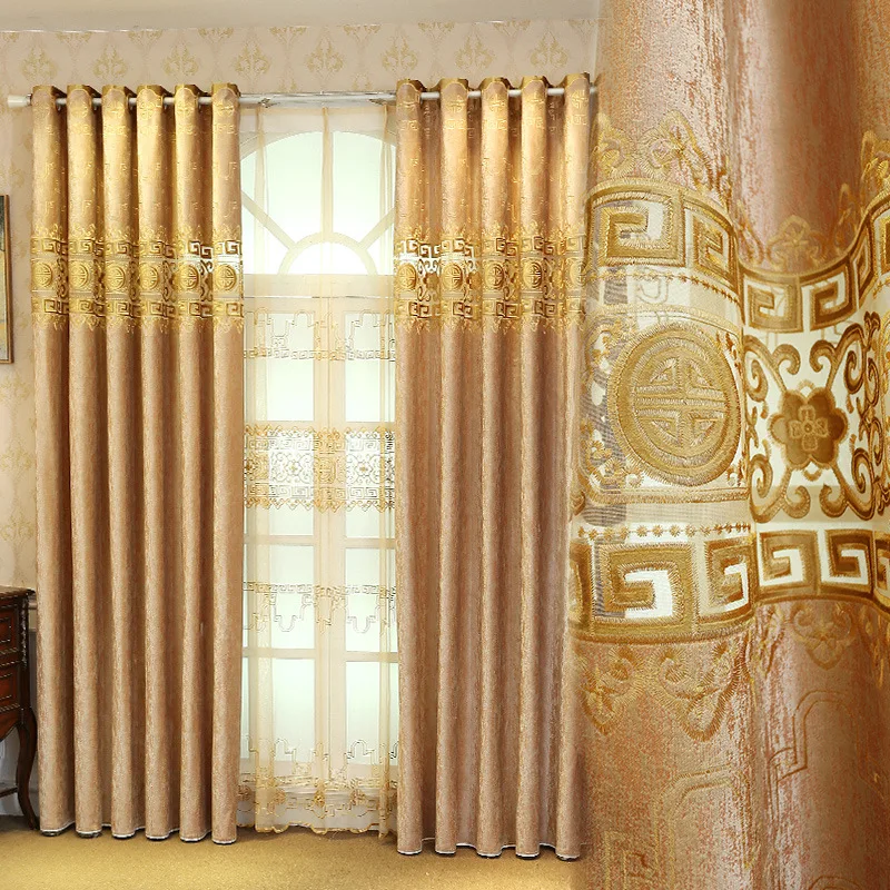

High Grade Chinese Curtains for Living Room Bedroom Dining Room Classical Flannel Hollow Embroidered Curtains Window Screen