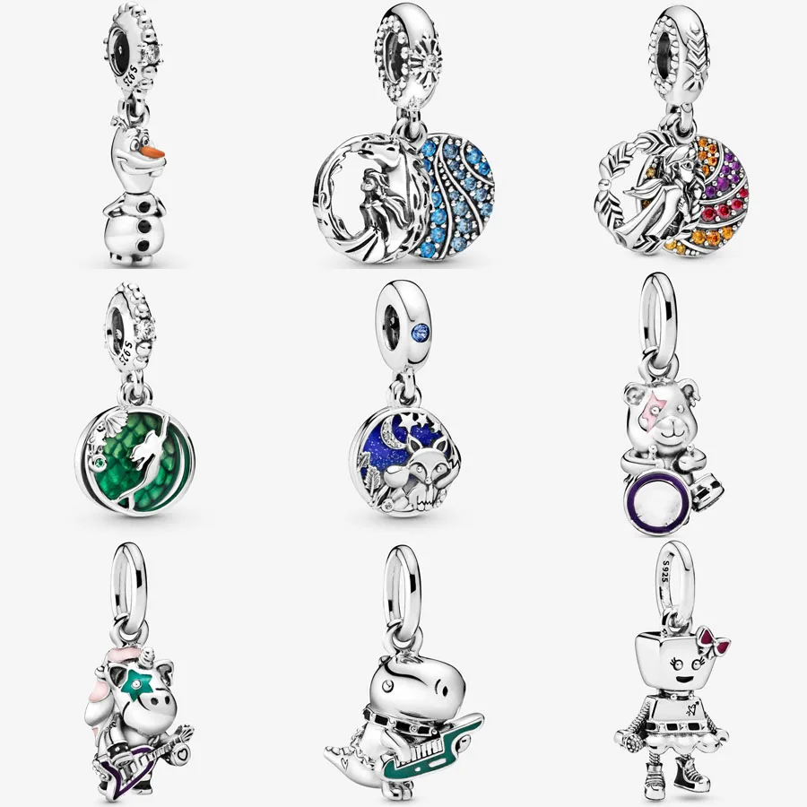 

NEW 925 Sterling Silver Frozen Olaf Dangle Charm Fit pandora Bracelet Necklace Pendant Punk Pangle Band Dangle Charm DIY Jewelry