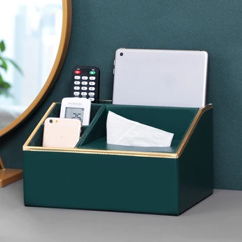 

Multi-function Leather Paper Box Desktop Remote Control Organizer Storage Box Household FPing