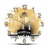 Mecca Holy Kaaba Modern Design Silent Wall Clock Saudi Arabia Ramadan Kareem Mosque Minimalist Wall Art Home Decor Clock Watch 1