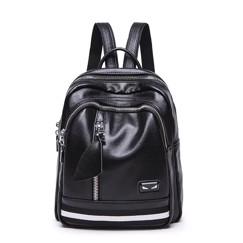 

Korean-style with Leather WOMEN'S Backpack 2019 Autumn And Winter Fashion New Style Backpack Simple Versatile Travel Large Backp
