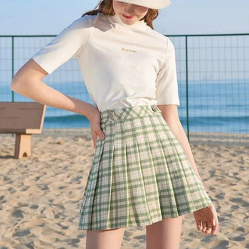 

2020 new spring and summer College style young girls brand plaid skirts clothes
