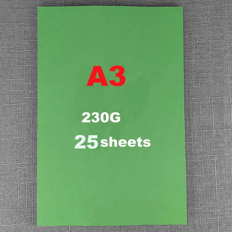A4 A3 230gsm 25/50 fogli cartone rigido verde fai da te scrapbook sacchetto  di carta Kraft serie verde cartone spesso verde chiaro