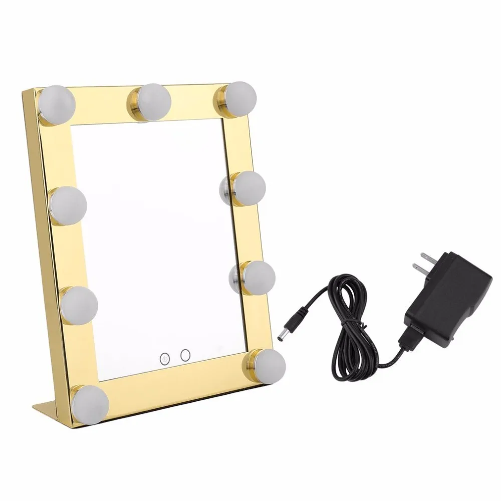 Espelho de Maquiagem com 9 Vaidade Mesa Iluminado Luzes Lâmpada Dimmer Beleza Espelho Cosmético Portátil Touch Screen Espelhos Ferramenta Led Mod. 1211165 8 Vaidade mesa iluminado espelho de maquiagem com