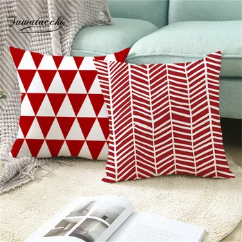 

Fuwatacchi Geometric Red Geometric Pillow Cover Stripe Cushion Cover for Home Sofa Decorative Throw Pillowcase Pillows New