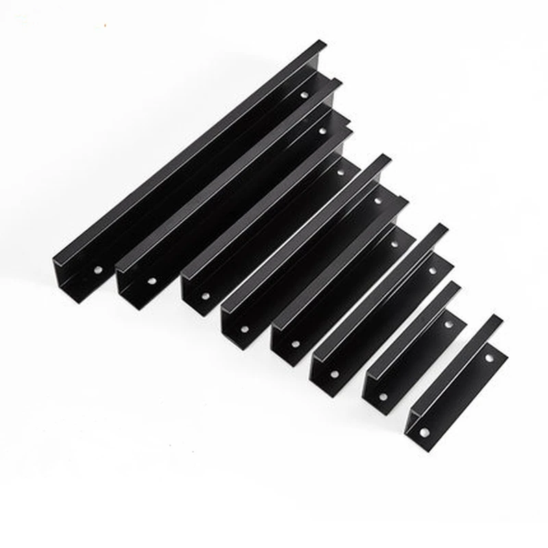 

Modern black edge handles hidden knobs cabinet door handle wardrobe drawer pulls Aluminum alloy knob home improvement