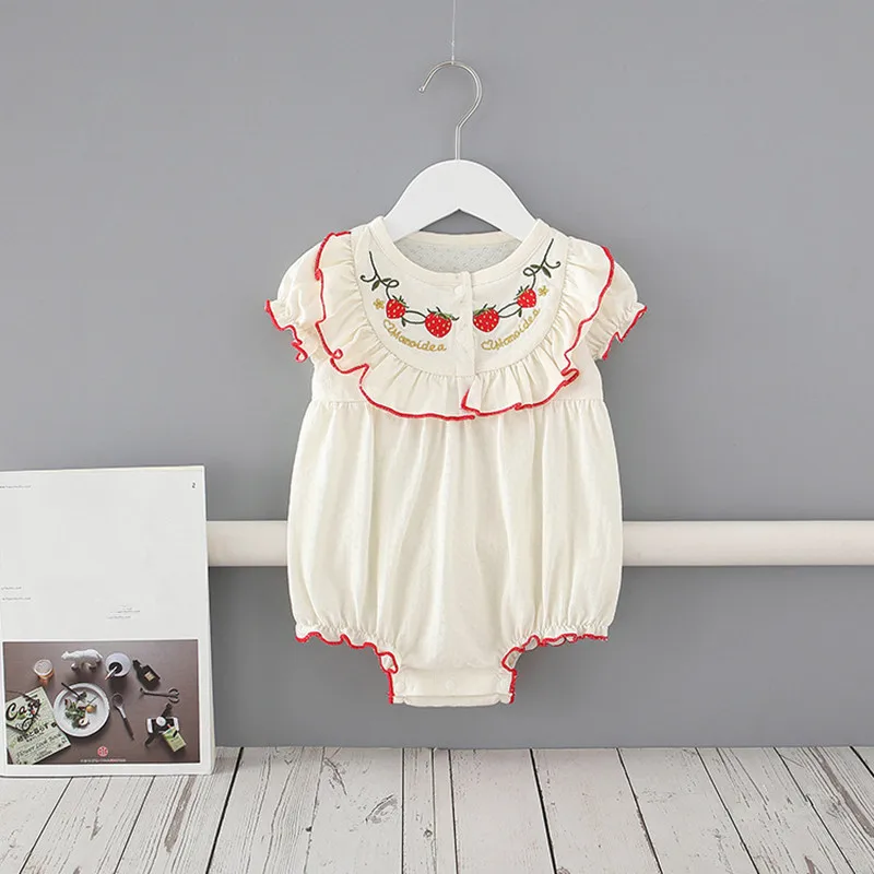

Summer Newborn Bodysuits Baby Girls Clothes Toddler Girls One-piece Bodysuits Princess Birthday Babies Cotton Infant Clothing