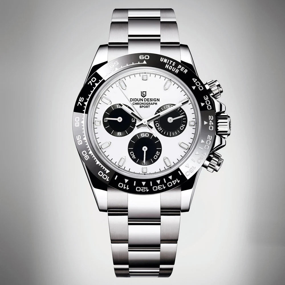 Men Automatic Ceramic Face Watch Chronograph Clock Shockproof Waterproof Wristwatch DIDUN NEW Luxury Brand mechanical watch
