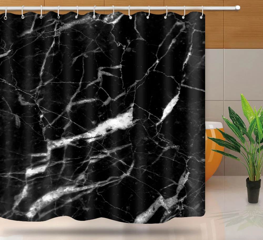 

Black Marble Patterned color Texture Background Shower Curtains Waterproof Custom Bathroom Curtain Fabric For Kids Bathtub Decor
